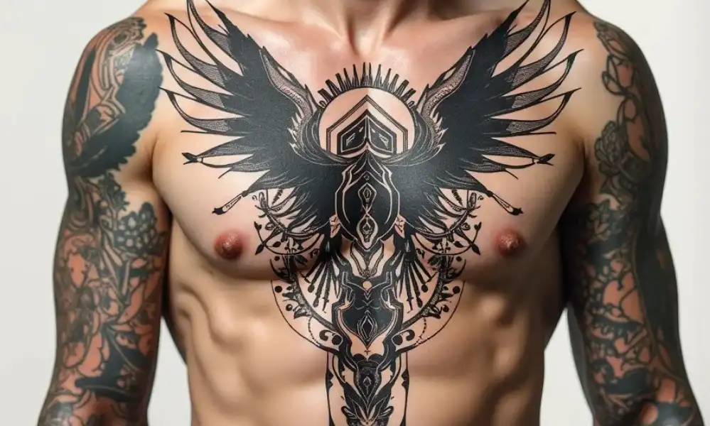 Conception de tatouage alimentée par l'IA 2025 montrant une encre intelligente et une simulation AR sur la peau
